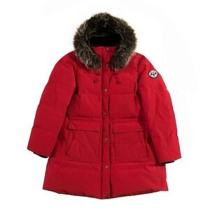 Arctic Expedition Down Jacket with Faux Fur Removable Hood‎ Red NWOT Size L